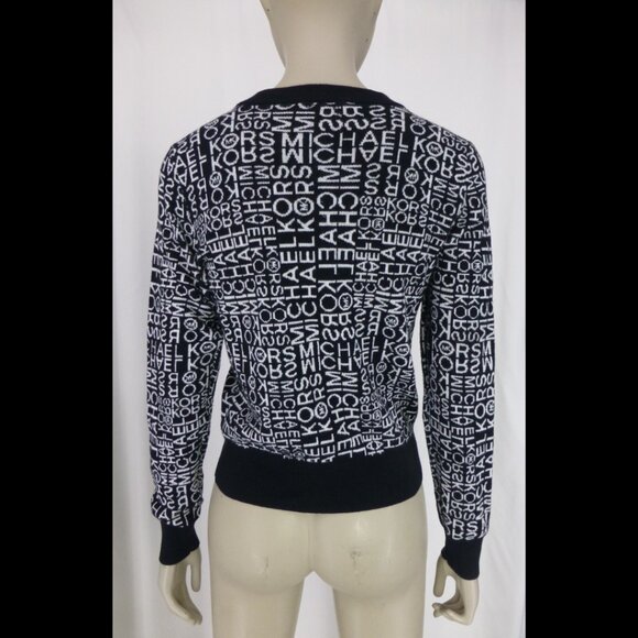 Michael Michael Kors Black and White All Over Logo Sweater (Size XS) - Picture 4 of 10
